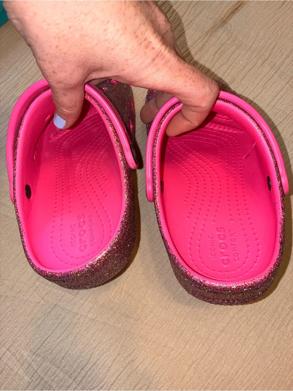 Crocs Kids' Sparkle Clogs in Pink Glam Glitter J3 (Big Kids)